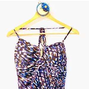 ☀️Spanx Stylish Slenderizing One Piece Swimsuit, Size 12, Multi-color Abstract
